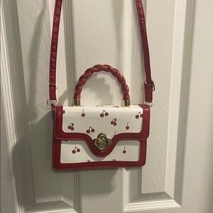 Cherry Print Red Handbag